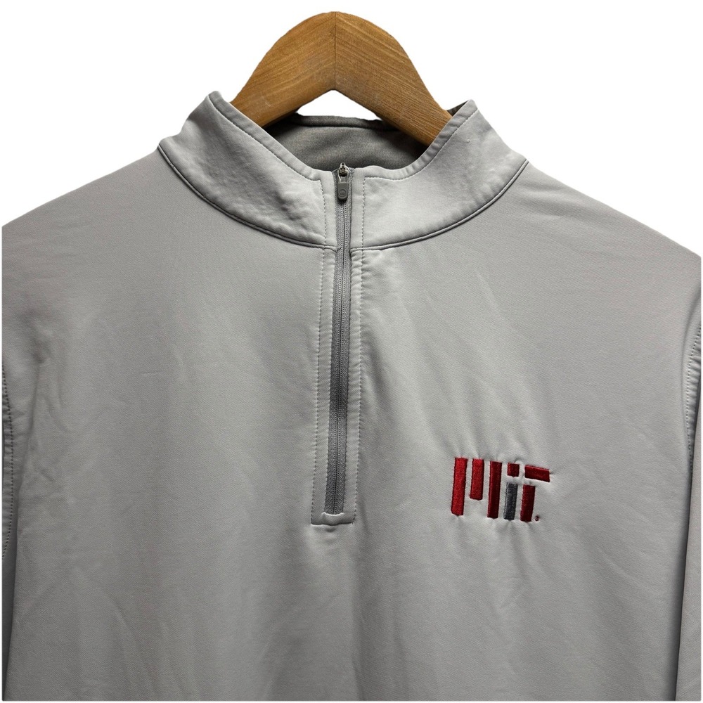 Peter Millar Mens Small Light Gray Perth Performance 1/4 Zip "MIT" Golf Pullover